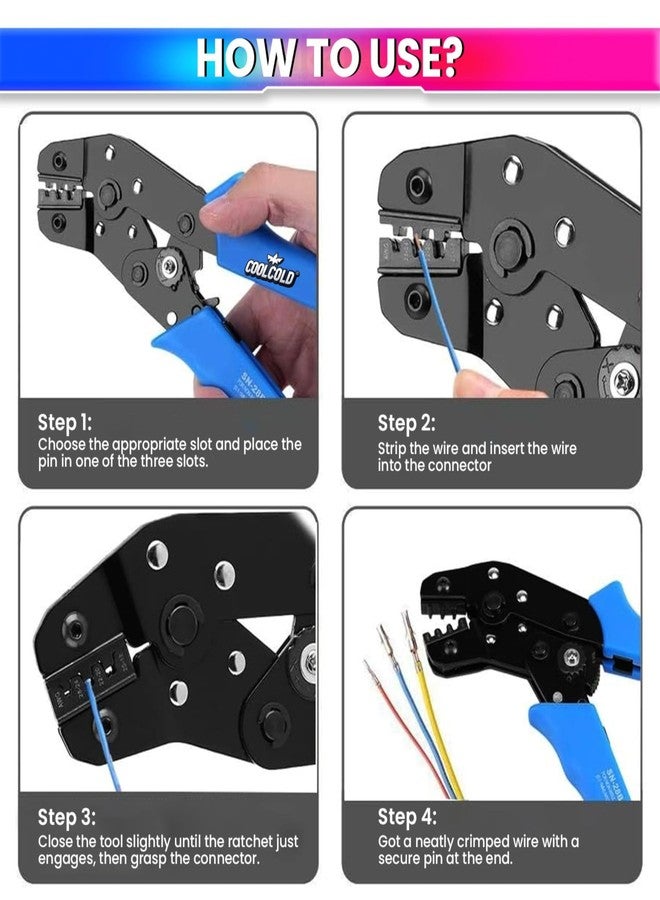 COOLCOLD SN-28B Crimping Tool for Non-Insulated Terminals (AWG 28-18 | 0.1-1mm²) - Heavy Duty Ratchet Crimper with Ergonomic Grip for Electrical & DIY Use - Image 2